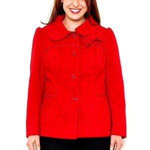 Naranka Ladies Peacoat Solid Red Front Bow Size 2XL  NWT